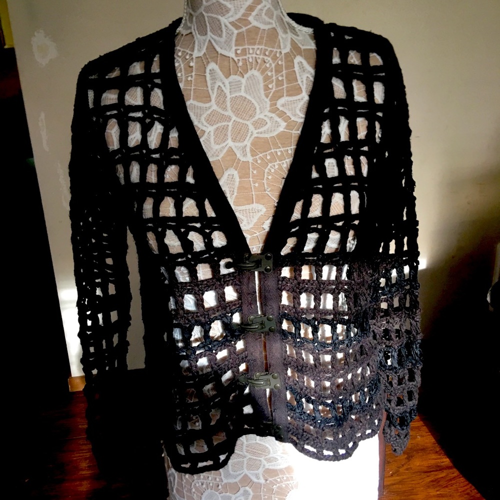 Boho Crochet Natural Cotton Cardigan